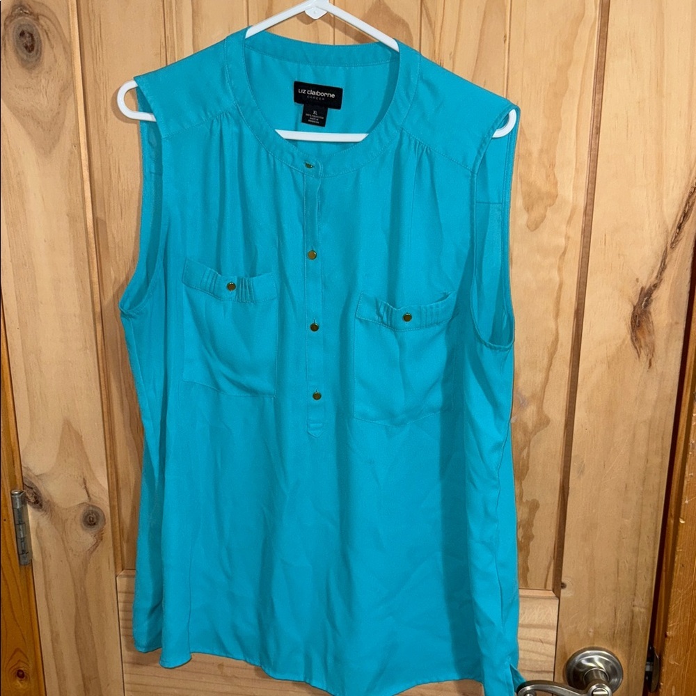 Liz Claiborne Vibrant Blue Sleeveless Blouse